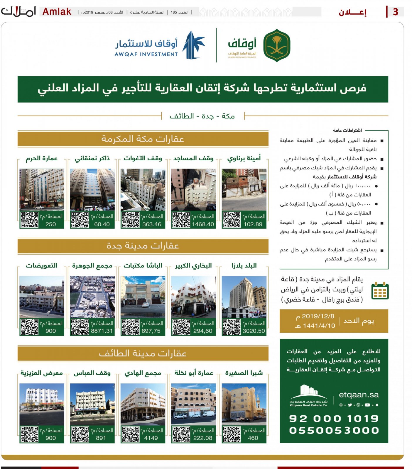 شركة إتقان العقارية تنظم المزاد التأجيري الأول في المنطقة الغربية