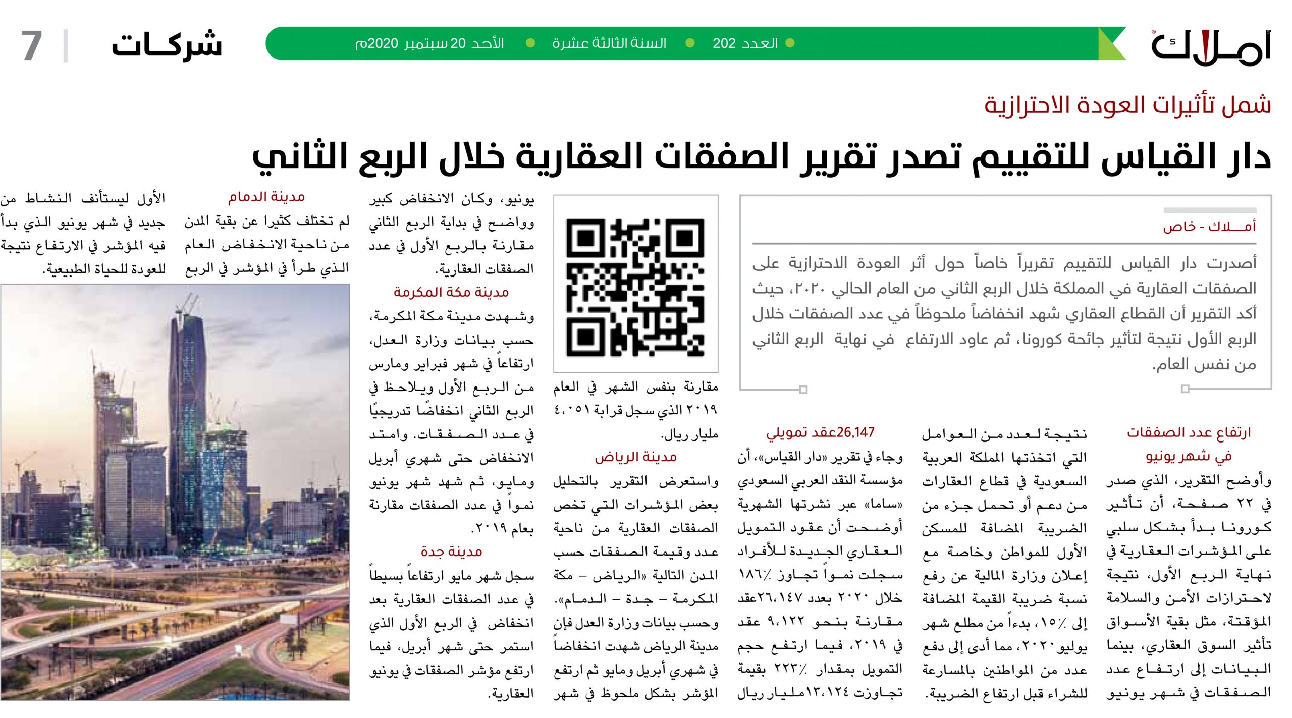 شمل تأثيرات العودة الاحترازية .. دار القياس للتقييم تصدر تقرير الصفقات العقارية خلال الربع الثاني