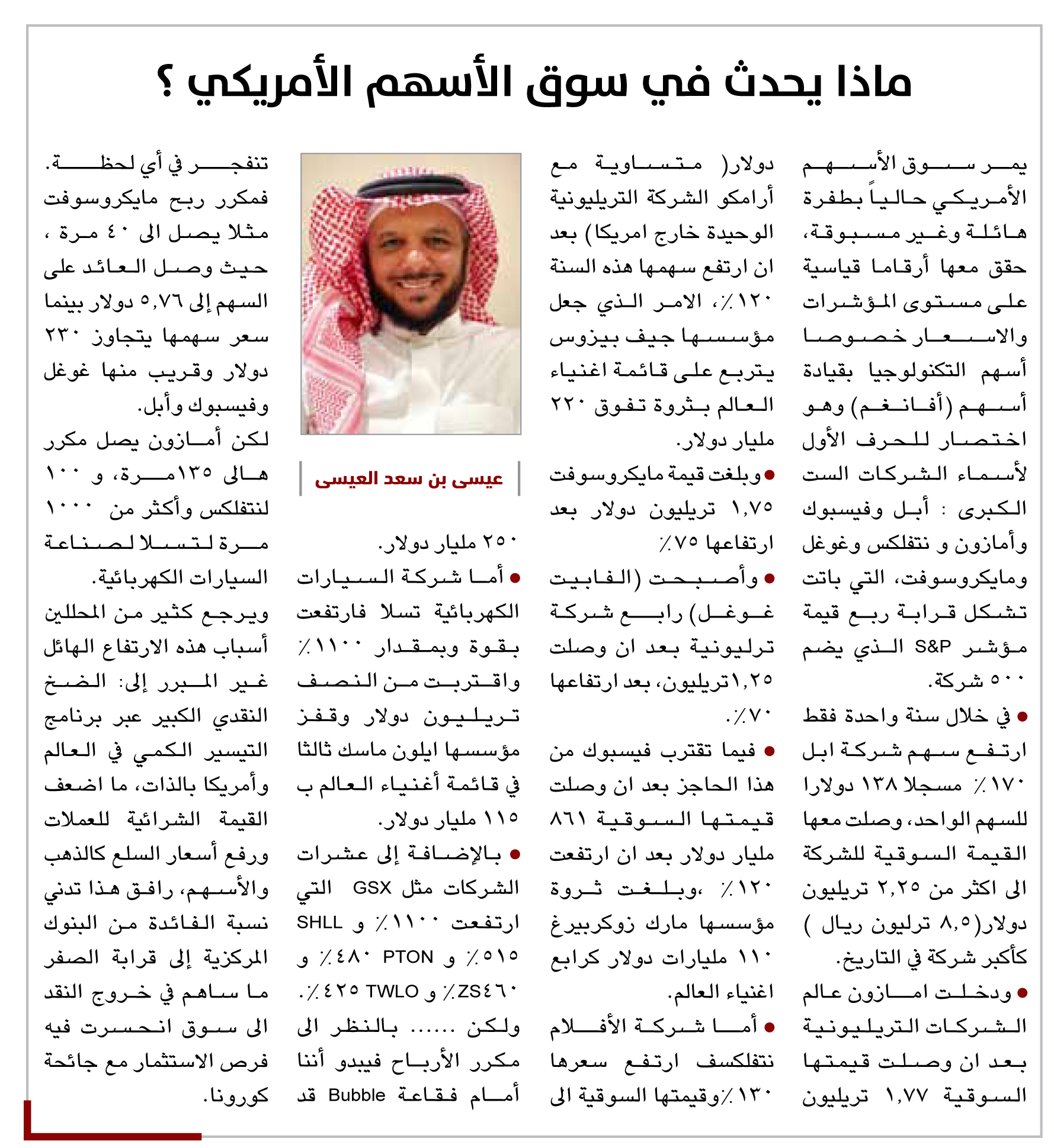 عيسى العيسى يكتب: ماذا يحدث في سوق الأسهم الأمريكي؟