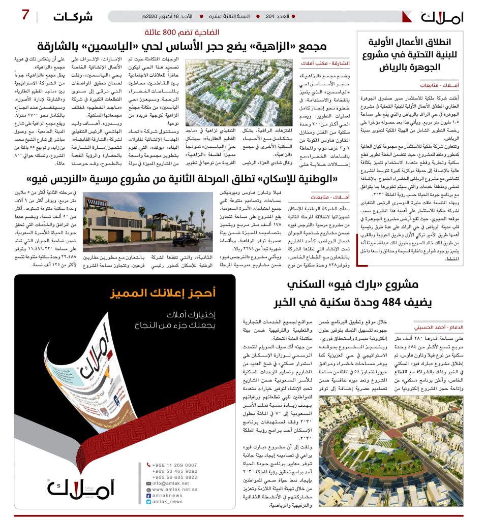 أخبار شركات مشاريع سكنية العدد 204