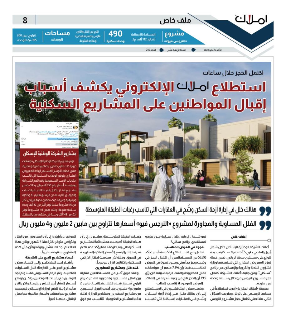 8 استطلاع أملاك حول اكتمل الحجز خلال ساعات