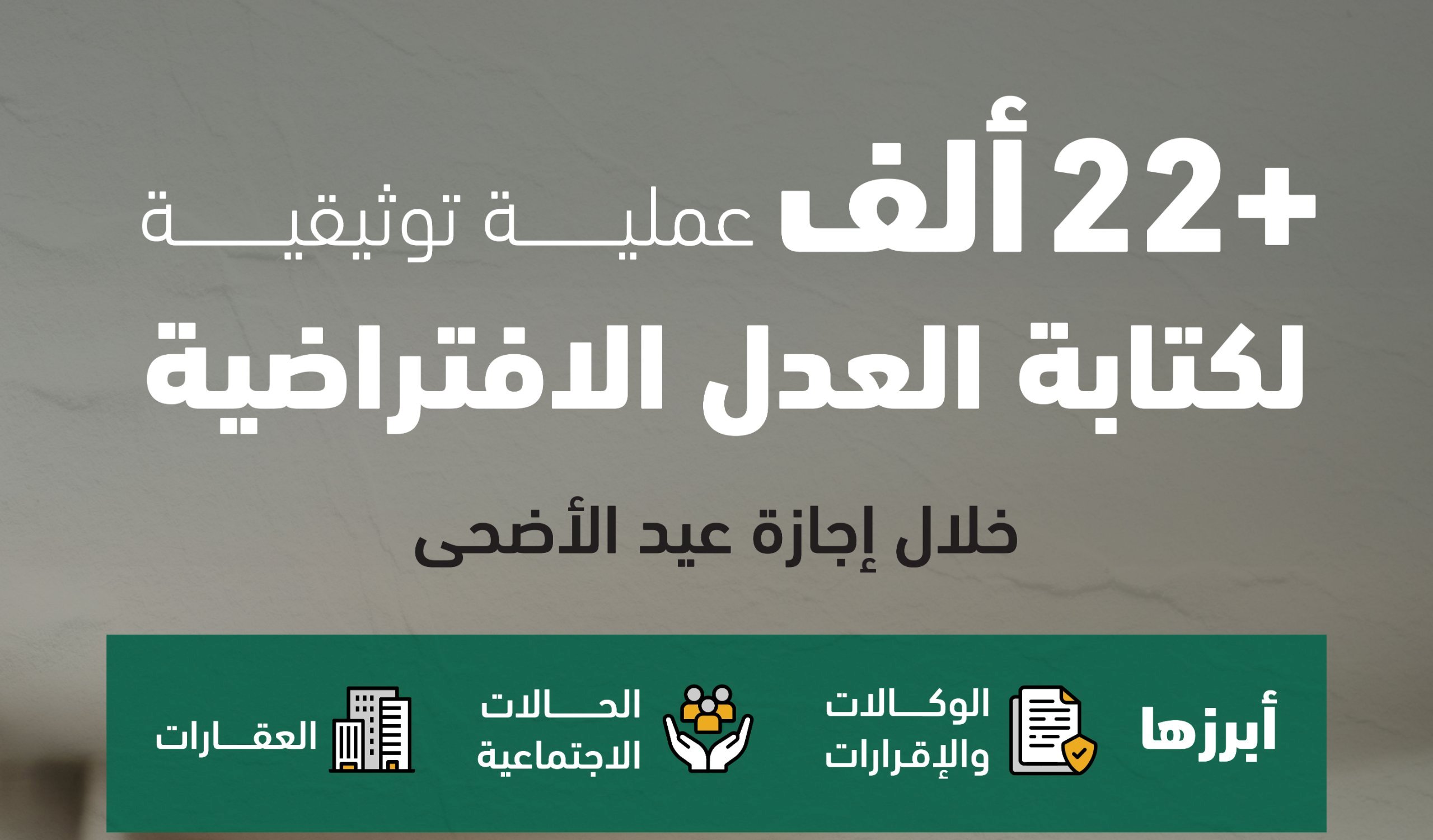 إنفوجراف| 22 ألف عملية توثيقية لكتابة العدل الافتراضية خلال عيد الأضحى