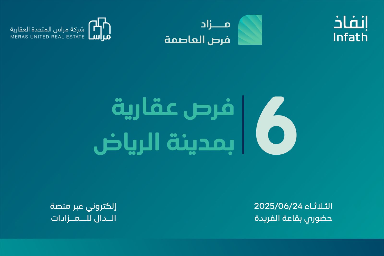 6 فرص عقارية بمزاد فرص العاصمة
