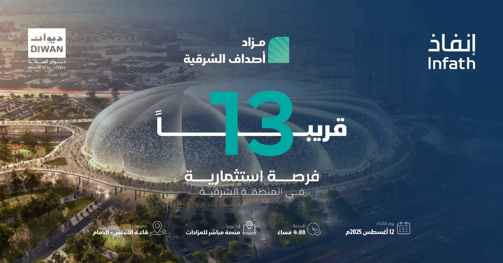 13 فرصة عقارية ضمن مزاد أصداف الشرقية